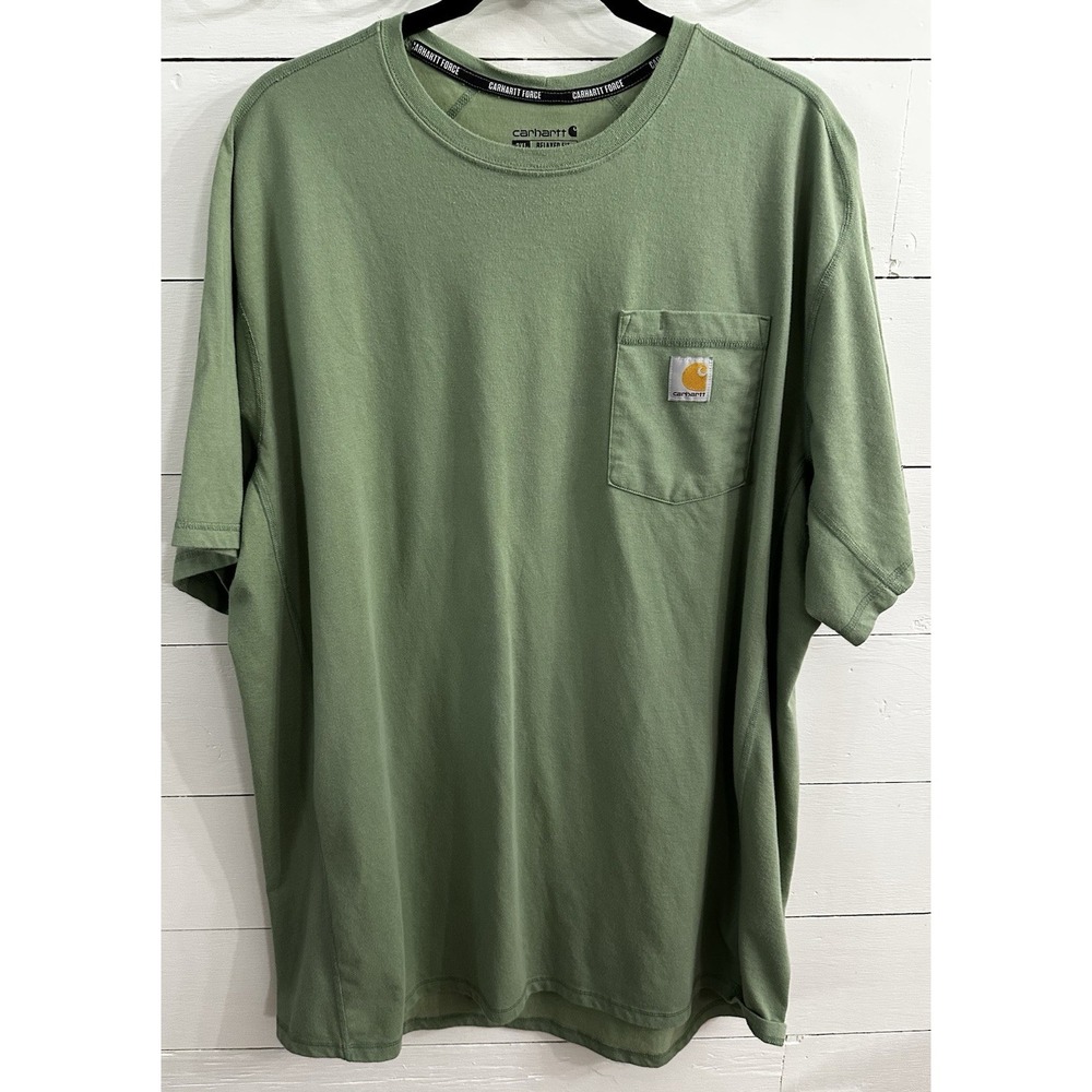 Carhartt Men's Green Short Sleeve T-Shirt Crew Neck - Size 2XL